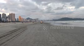 Praia da Aviação na região da Praia Grande em São Paulo, Brasil