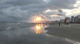 Praia da Aviação na região da Praia Grande em São Paulo, Brasil