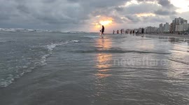 Praia da Aviação na região da Praia Grande em São Paulo, Brasil