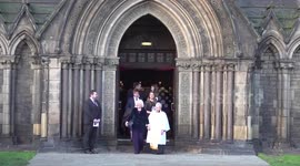 Former Prime Ministers depart funeral service of Alistair Darling in Edinburgh, UK