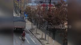 Woman saves her life by abandoning bike seconds after lorry reverses over it