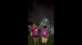 Family replace fireworks that scare pets with colorful bubble machine