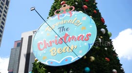 Christmas decorations line Sukhumvit Road in Bangkok, Thailand