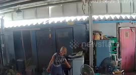 Cook's hair catches fire when she turns on barbecue stove