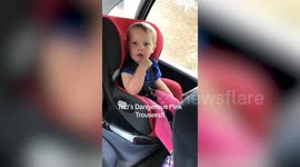 Toddler fuming after being dressed in
