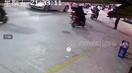 Manhole covers fly off busy road in sudden explosion