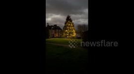Christmas tree in Derbyshire battered by Storm Pia winds