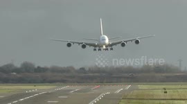 World’s largest passenger aircraft aborts landing TWICE during Storm Pia gale-force winds at Birmingham Airport