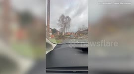 Storm Pia rages leaving fallen tree in Manchester