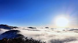 Sea Clouds Sunset at Jinfo Mountain in Chongqing, China