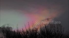 Stunning Nacreous rainbow coloured clouds seen in Kent, UK
