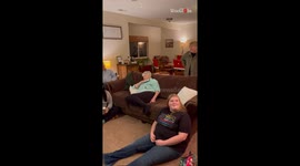 Grandkids do a gift exchange with stuff they secretly scooped up from grandma's house