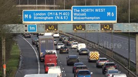 Christmas getaway traffic jams hit holidaymakers on the M5 Motorway near Birmingham as the festive holidays get underway