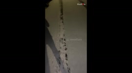 'I winded myself!' - Man slips and falls hard while walking in the icey alley