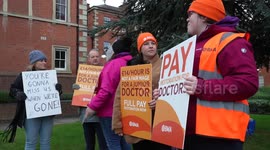 Junior doctors strike at Leicester Royal Infirmary in UK