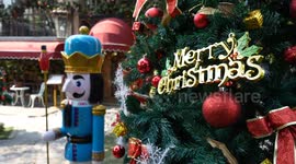 Bangkok cafe adorned in Christmas decorations for the holidays