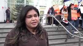 Interviews with junior doctors on picket line amid fresh strikes in London, UK