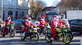 Ho, ho, ho! Santa Claus Biker Parade! in Madrid for charity purpose