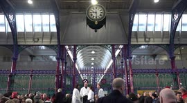 Crowds attend Smithfield Market's first Christmas meat auction in four years in London, UK