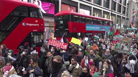 Pro-Palestine protestors force Puma store to close in central London, UK
