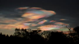 Amazing Nacreous clouds also called Mother-of-pearl clouds are so bright today, Christmas eve!