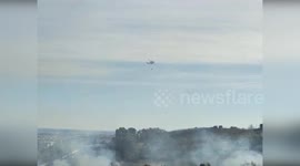 Pescara Helicopter Battles Santa Lucia Forest Fire Threatening the Motorway in Italy