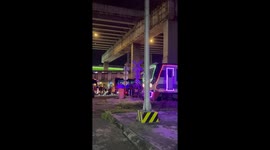 Train decorated with Christmas lights in the Philippines