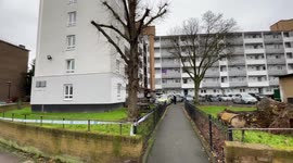 Police at the scene in Bermondsey, UK where a woman died from stab injuries