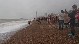 Merry Dip-mas: Brighton Beach Festive Dip Draws a Crowd - Christmas Day Swim