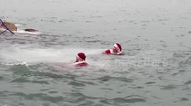 Swimmers take part in an annual Christmas Day swim in Dublin, Ireland