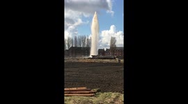 Burst main causes big water spout in Merseyside, UK