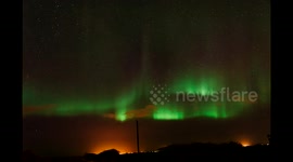 DUPLICATE Dramatic Northern Lights performance in Reykjavik, Iceland