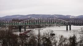 High quality footage of a bridge being demolished in the US