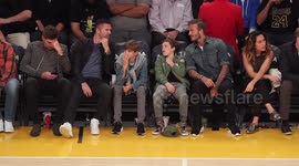 David Beckham joined by sons and Steven Gerrard courtside at the Lakers