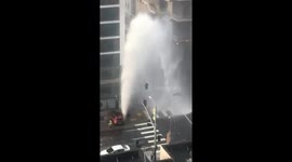 Car hits fire hydrant in San Francisco, causing seven-storey water spout