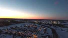 04 Apr 2016 | Stunning view: Waterfall and Twilight Amid Rare April Arctic Blast in Southern Ontario, Canada