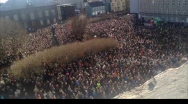 Impressive aerials of thousands of protesters calling for Iceland PM resignation