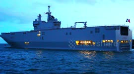 Dixmude (L9015) is an amphibious assault ship, a type of helicopter carrier, of the French Navy leaves Plymouth Devon this evening