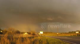 Hail storm at sunset in Northern Ireland