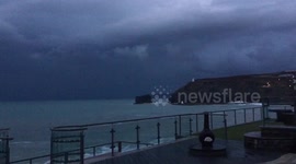 Phenomenal thunder and lightning over Portreath Bay, Cornwall