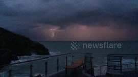 Slow motion lightning bolts over Portreath Bay Cornwall! WOW!!