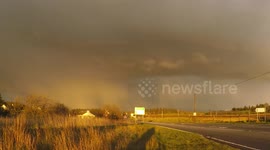 Hail storm at sunset in Northern Ireland