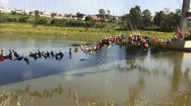 149 people leap off 100ft bridge in Brazil simultaneously for world record