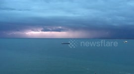 Dramatic lightning display of Cornish coast
