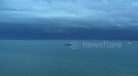 Dramatic lightning display of Cornish coast