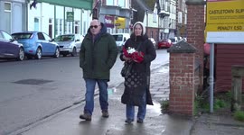 Flowers laid in Dorset, UK for person who died on the Bibby Stockholm barge