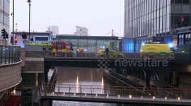A Fleet Of Emergency Services Vehicles And Crews Seen Searching The Water