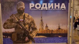 Photography exhibit displayed at Palace Square in St Petersburg, Russia