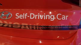 Self-driving car displayed at technology exhibition in Russia