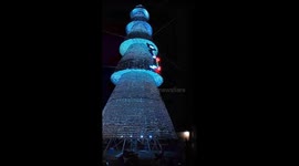 Giant 30m tall Christmas tree made from 42,000 cans in Vietnam